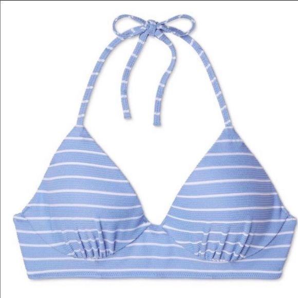 Shade & Shore Textured Striped Tie Back Bikini Top - Picture 1 of 4